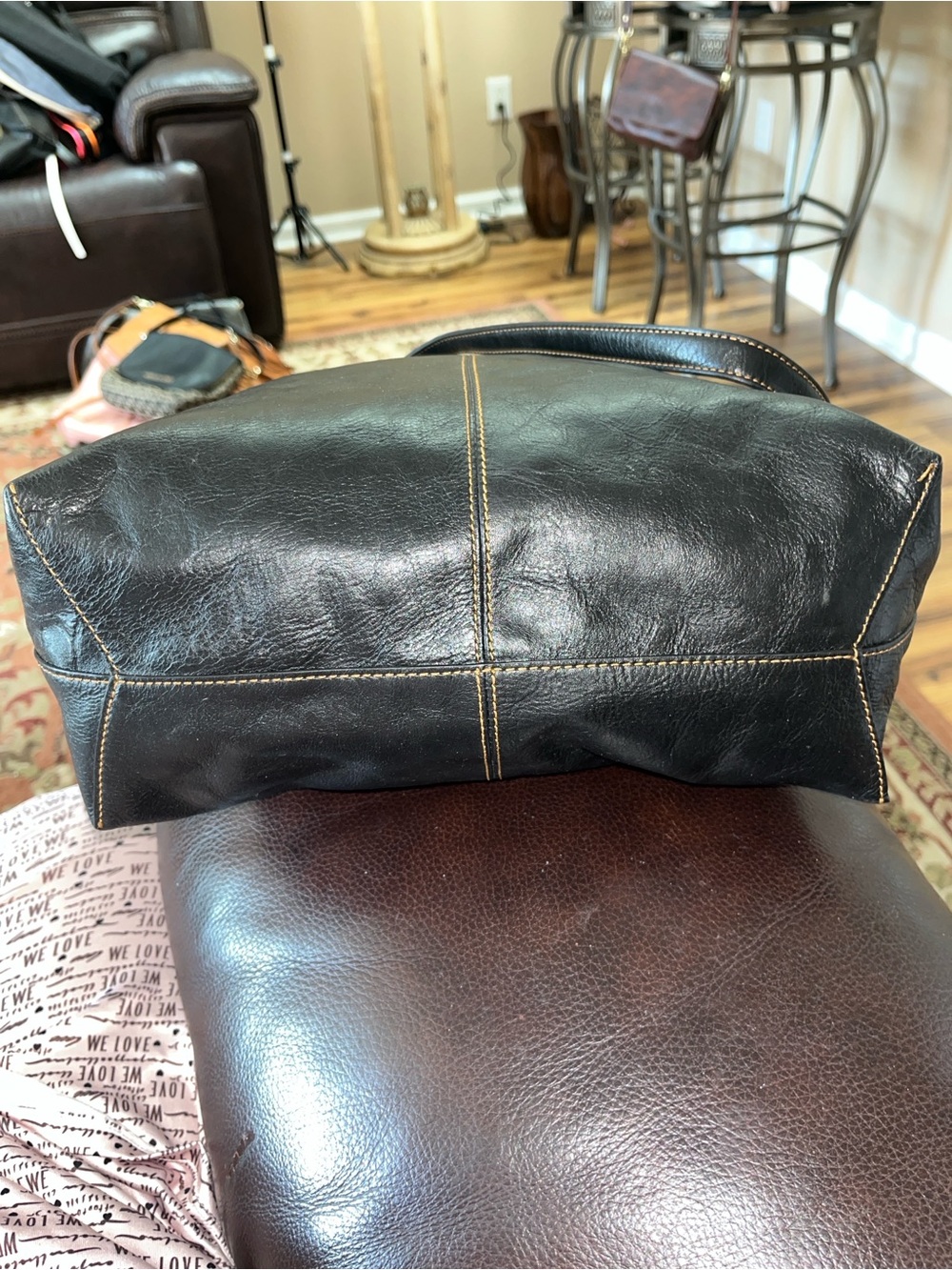 Vera Bradley Gallatin Leather Sagebrush Top Zip Handbag - Picture 4 of 6